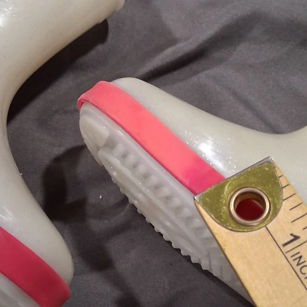 Girls Clear Glitter Rain Boots Pink Trim‎ Eyelash Graphic MEX 14 Toddler 7-8